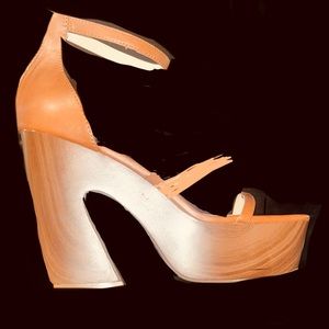 Jessica Simpson Brown and Tan Platform Sandals